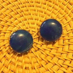Vintage blue button earrings